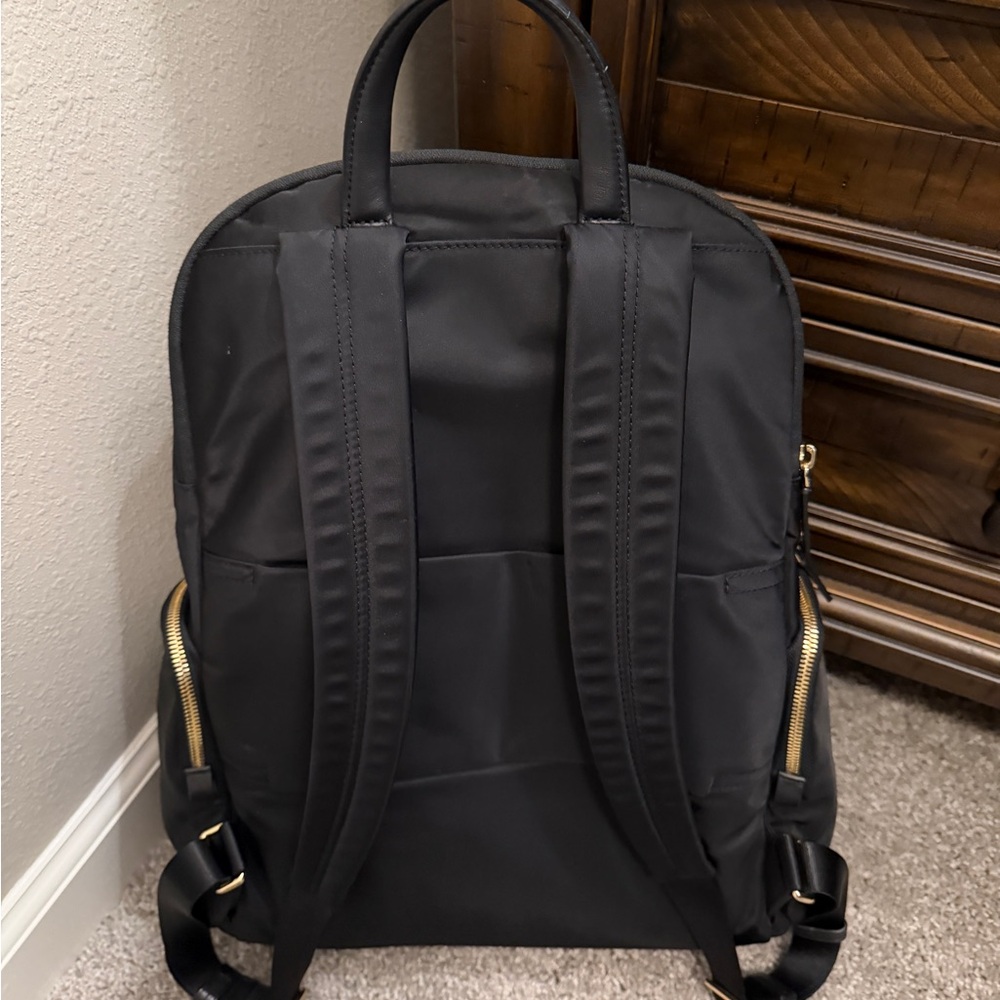 TUMI Voyageur Carson Laptop Backpack, Black with Gold Hardware - Picture 3 of 13